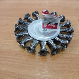 Корщетка дисковая прямая со шпилькой стальная витая проволока 100мм КУРС 38474